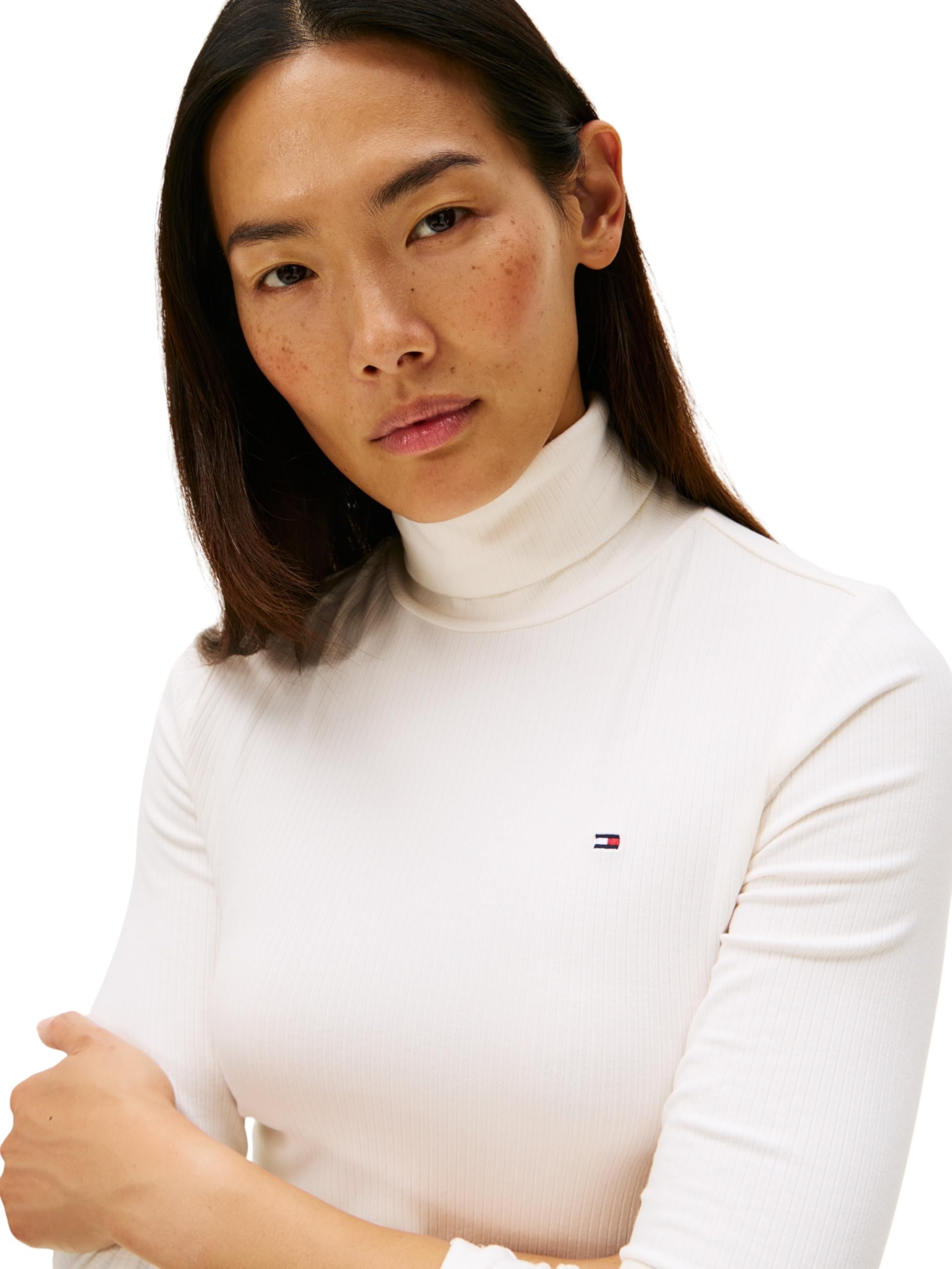 Tommy Hilfiger Donna Pullover Slim Rib Collo Alto