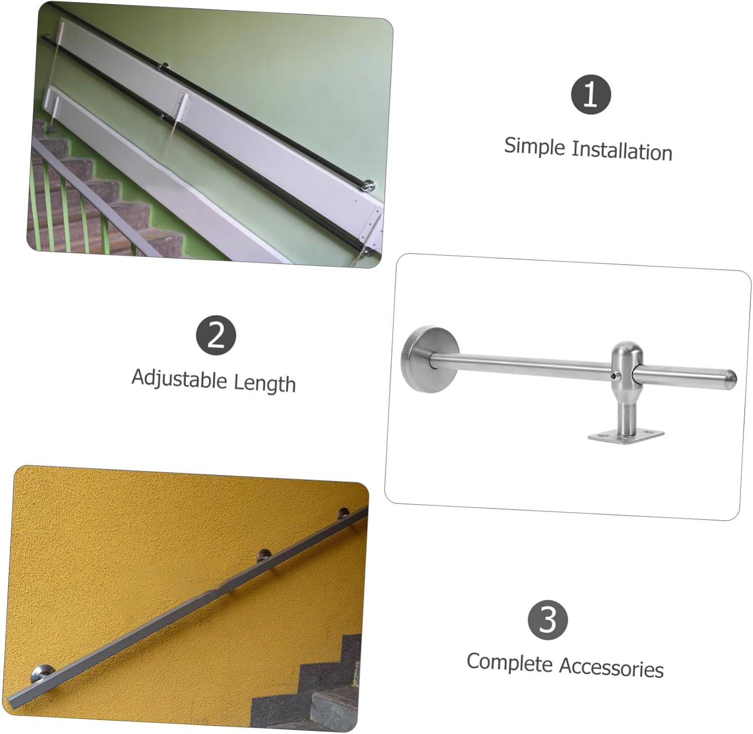 ORFOFE Adjustable Stair Rail Brackets Stainless Steel for Indoor Outdoor Steps Railings Handrail Mounts