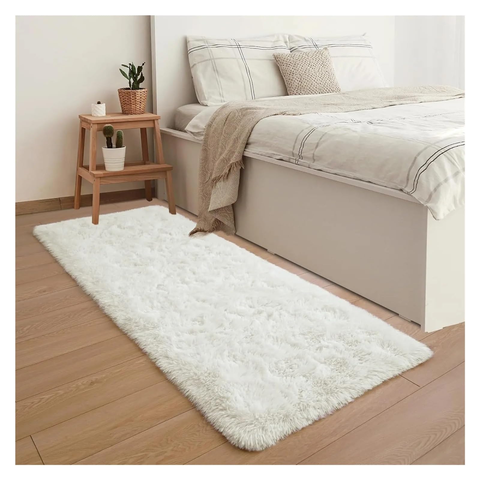 Tapis de chevet rose 80x200cm tapis chambre grand taille lavable et moelleux
