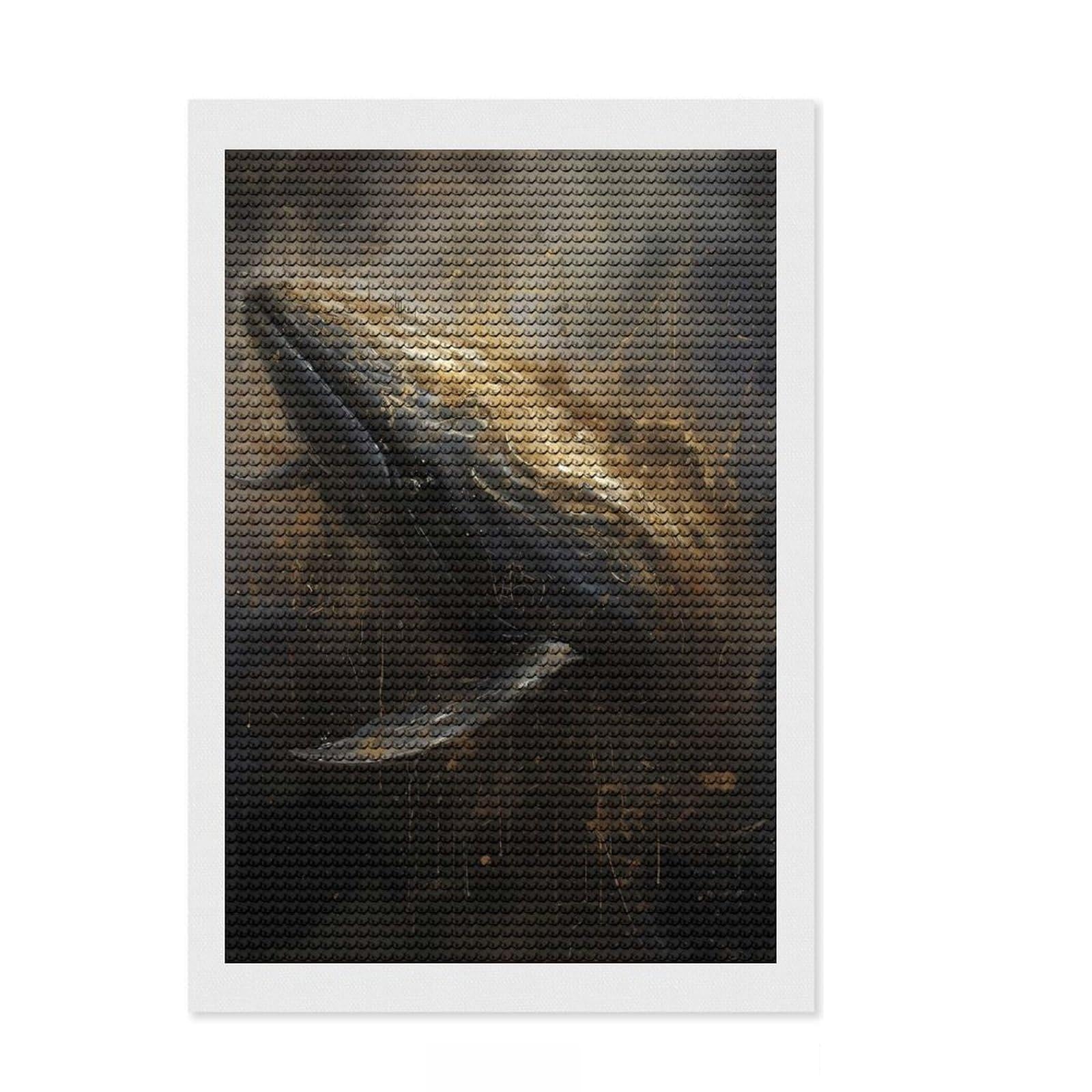 Junmoney Whale Magic Diamond Painting Set 8"x12", with Tool Kit, Office Decor, Creative Hobby, Fun Craft Activity, Winter Craft
