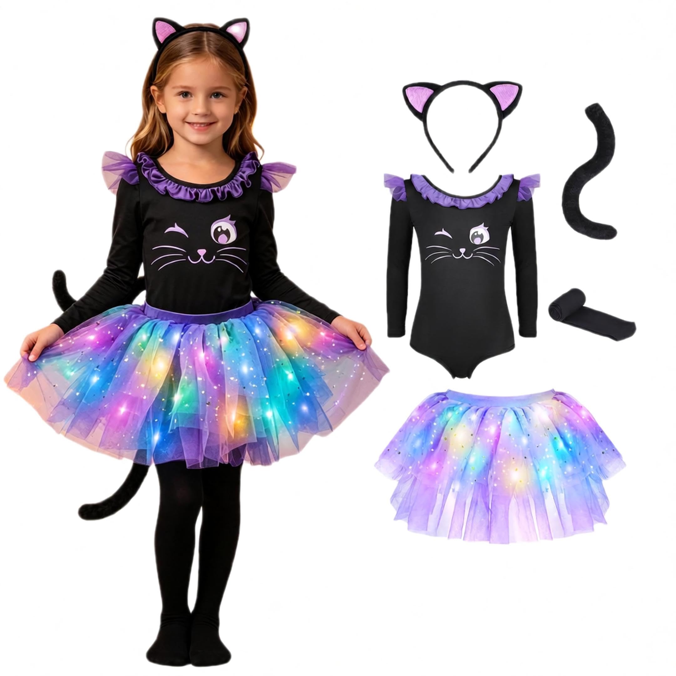 Cat Costumes for Kids Halloween Costumes 6 Pcs Fancy Dress Set — image 1