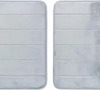 kit 2 Tapetes Para Banheiro Antiderrapante Macio Super Soft Poliester Emborrachado Facil De Limpar Tapete Antiderrapante 60x40cm - THREE BROTHERS (Tapete Cinza Claro)