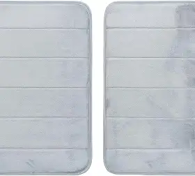 kit 2 Tapetes Para Banheiro Antiderrapante Macio Super Soft Poliester Emborrachado Facil De Limpar Tapete Antiderrapante 60x40cm - THREE BROTHERS (Tapete Cinza Claro)