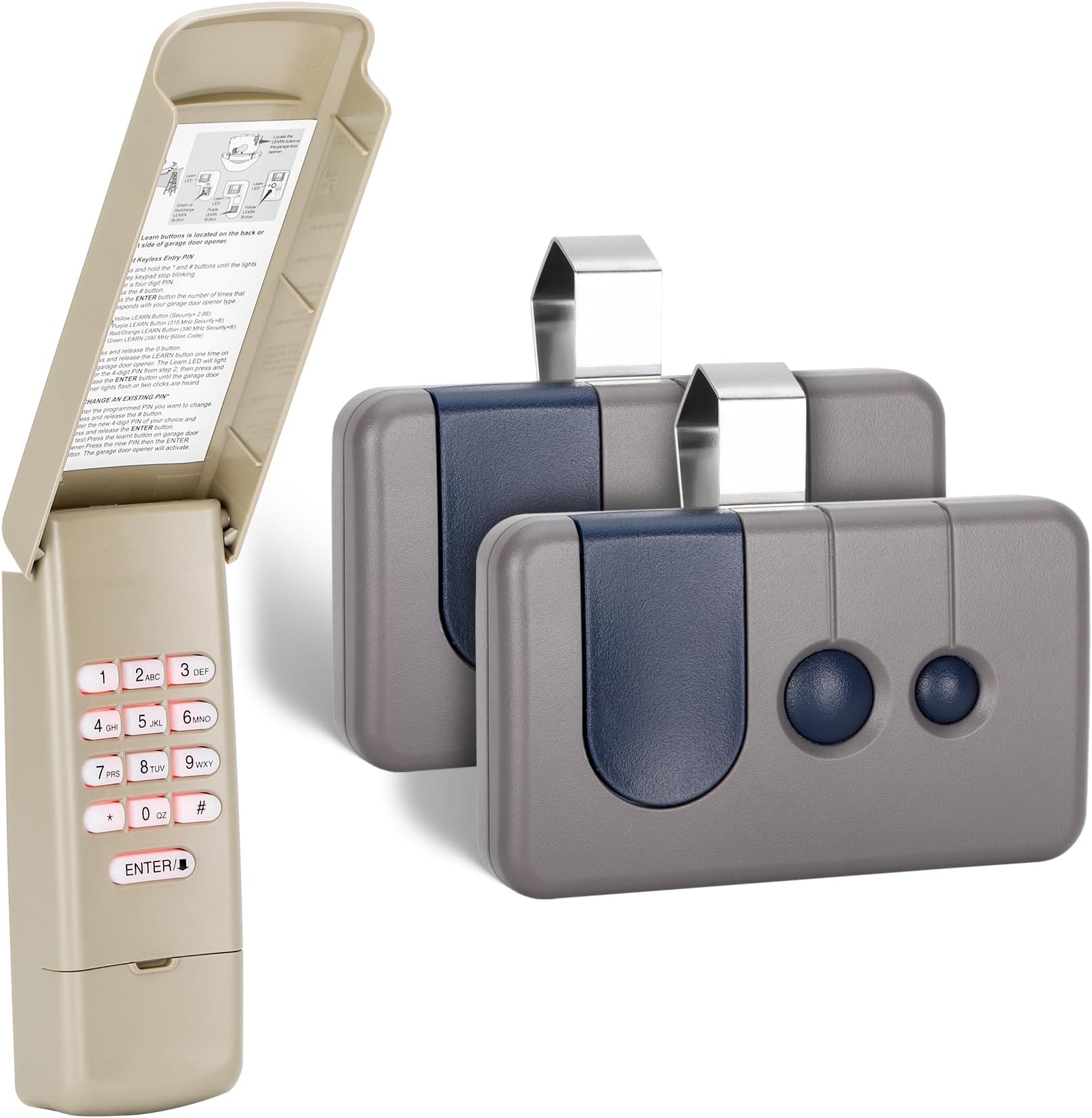 2 for Sears Craftsman Garage Door Remote 139.53680/HBW1255/139.53879/139.53859, for RED/ORANGE Learn Button (1997-2005)Green Button(1993-1995/1997)1 for Craftsman Garage Door Opener Keypad CMXZDCG440