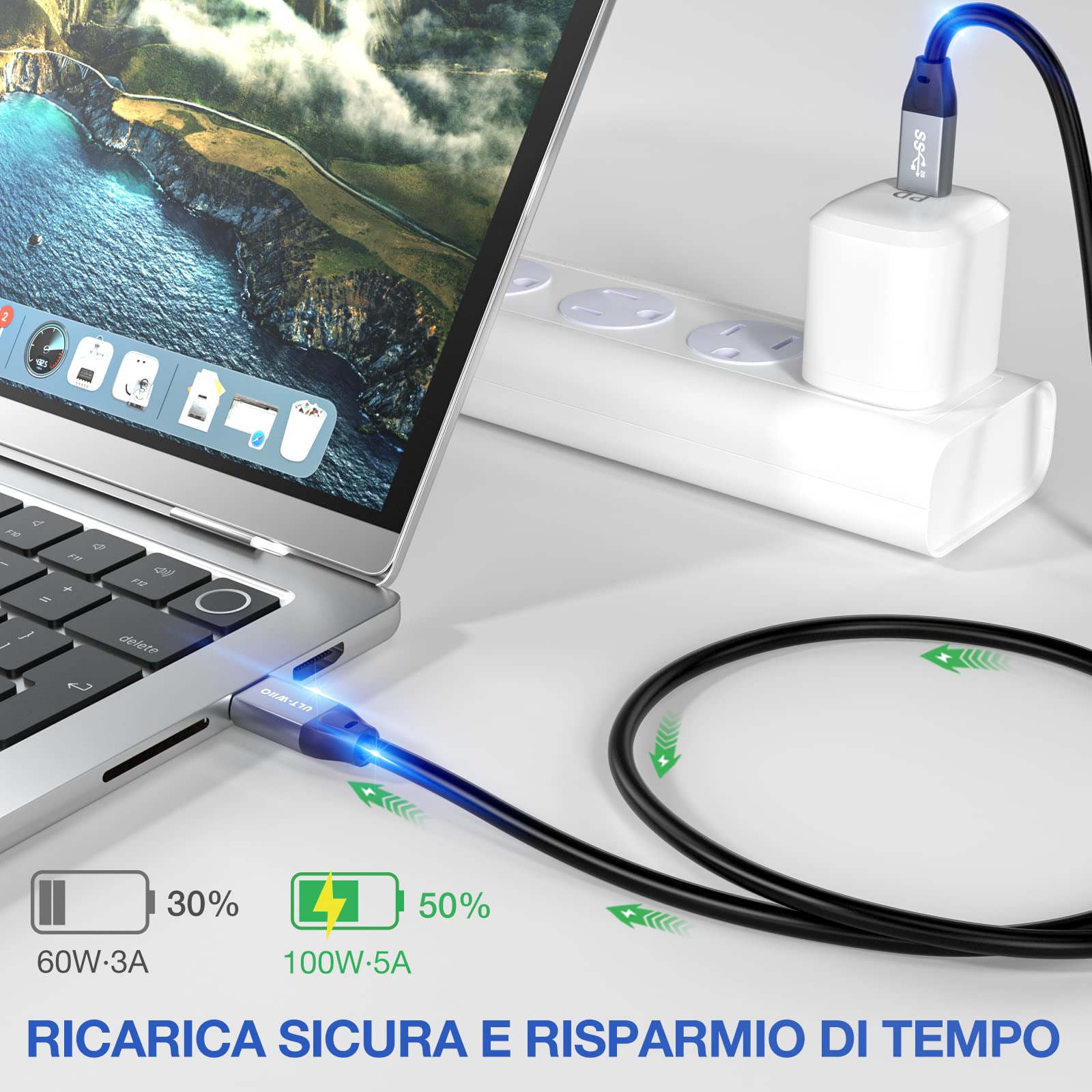 Cavo USB Type C-C - Kiwi Vapor Cavo USB Type C-C - Kiwi Vapor