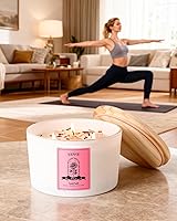 Vista 6 de AOOVOO Velas perfumadas de rosa para mujer, velas de soja de 20 onzas con 3 mechas para el hogar, vela de aromaterapia con cristales