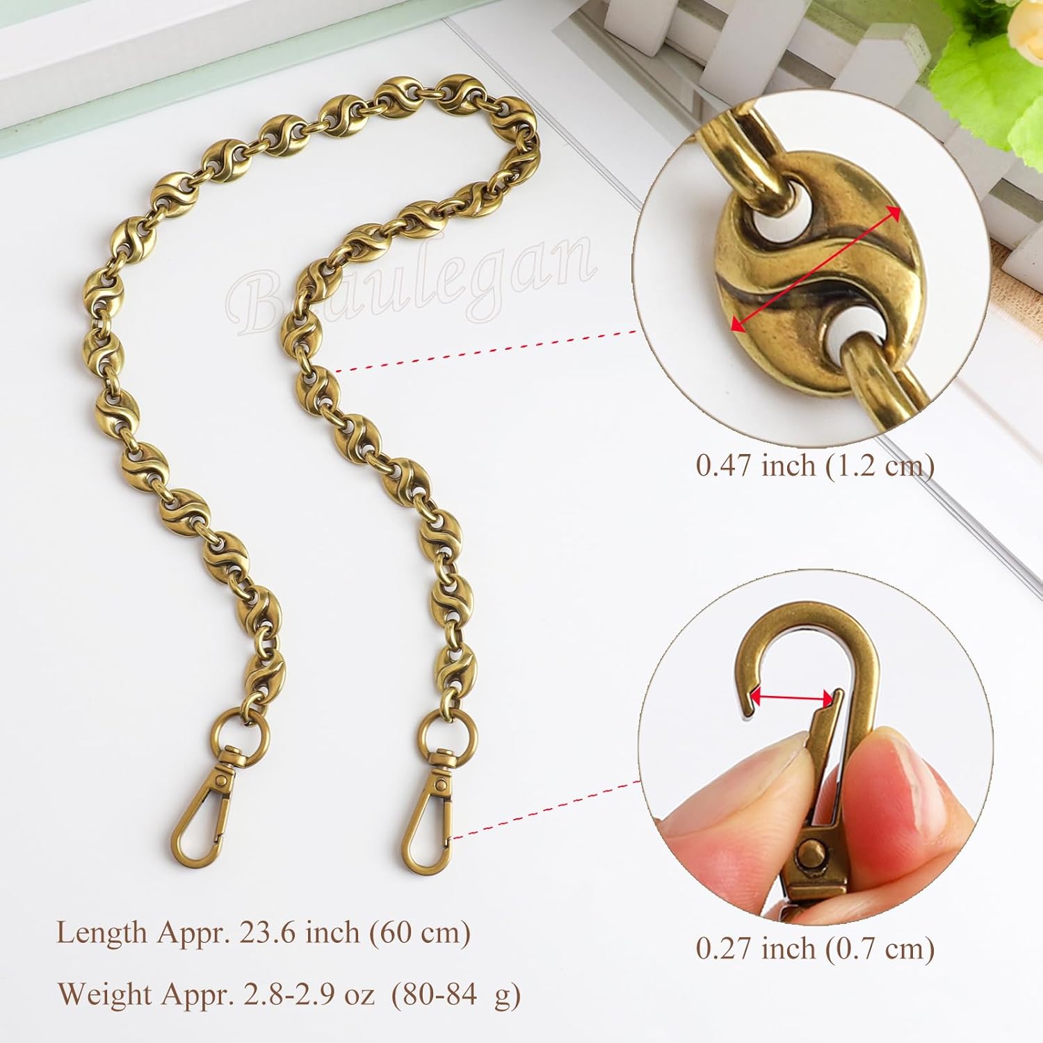 Beaulegan Luxury Purse Chain Handle Strap Replacement for Shoulder Crossbody Bag or Handbag, 23.6 Inch Long(Silver) - Image 4