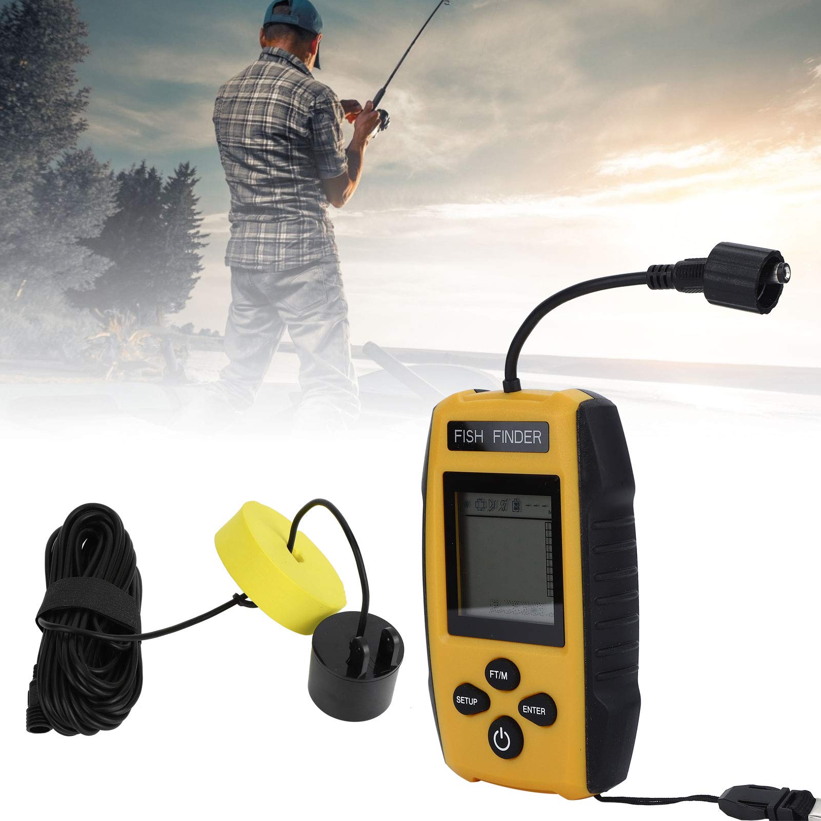 Alvinlite Ecoscandaglio Portatile Ecoscandaglio Portatile Attrezzatura da Pesca Ecoscandaglio per Pesca nell'oceano Pesca sul Ghiaccio Pesca sul Lago