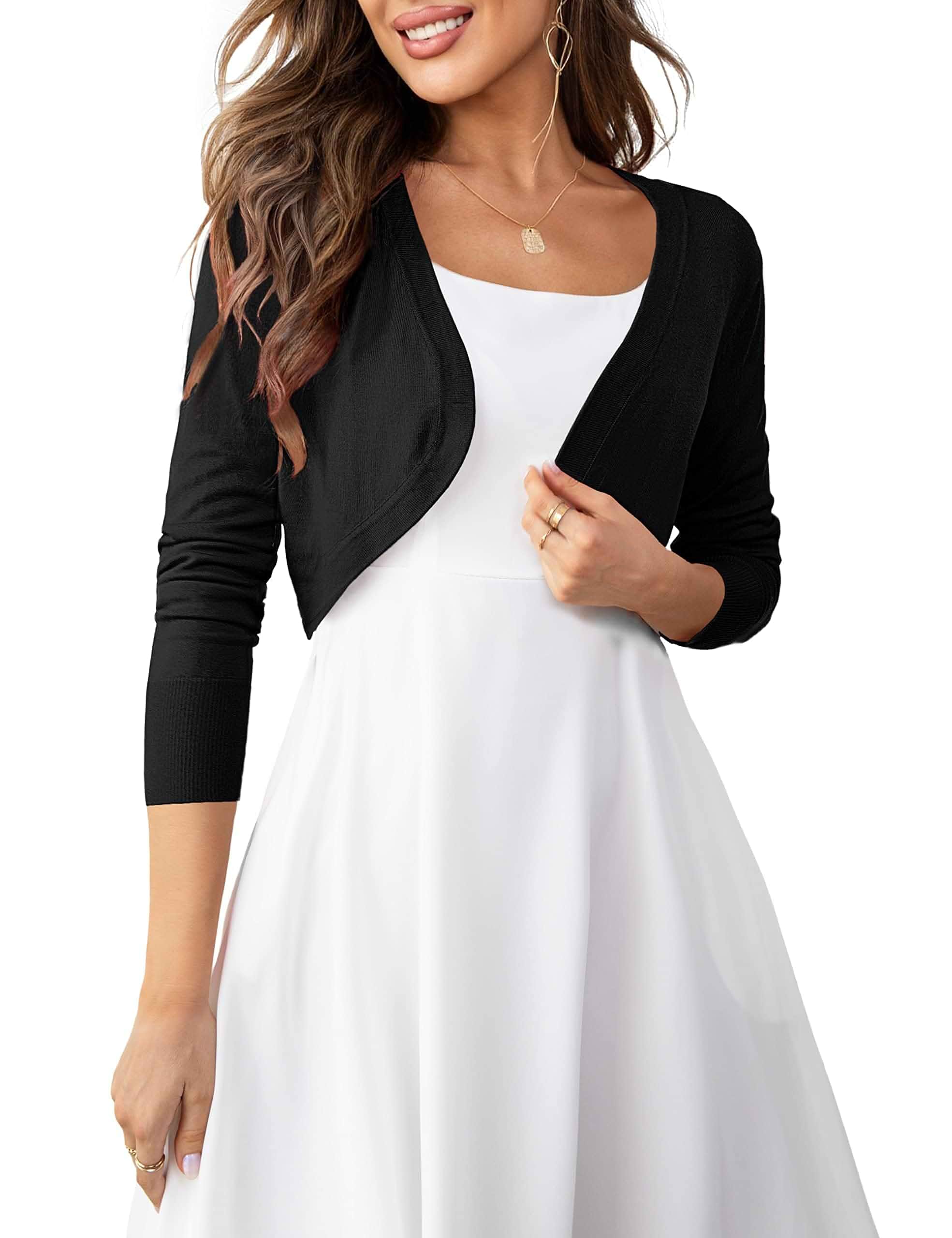 U.Vomade Women's Cropped Cardigan Bolero Shrug Sweater S-XL Soft,Breathable material,Open Front Design,Lightweight Knit ,Long Sleeve Shrugs