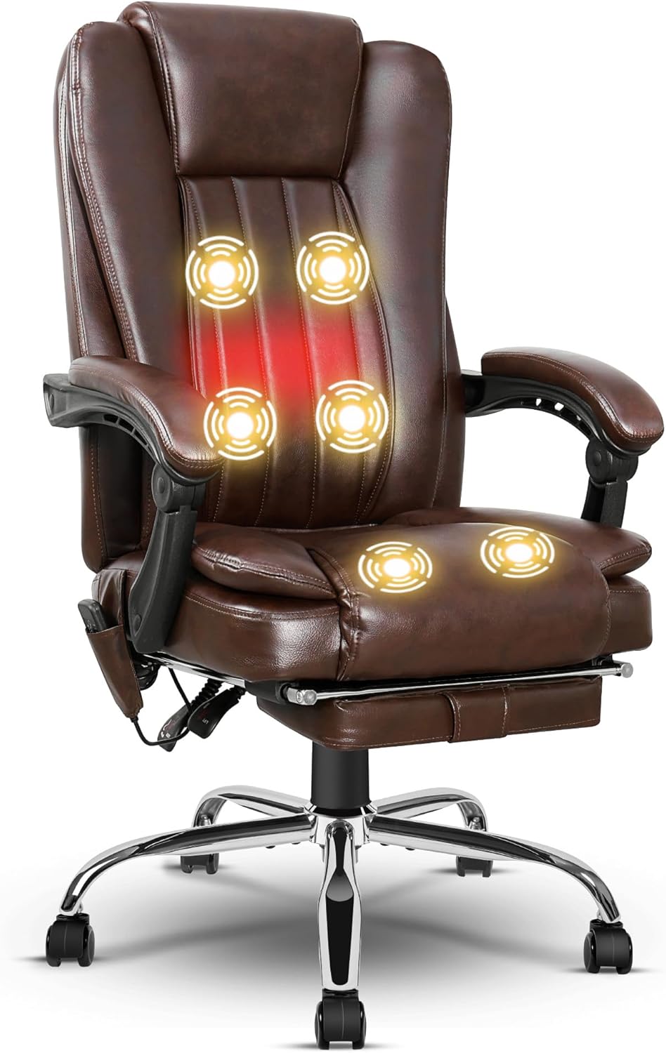 jamege 6Point Massage Office Chair, Heating Executive Office Chair, Big and Tall PU