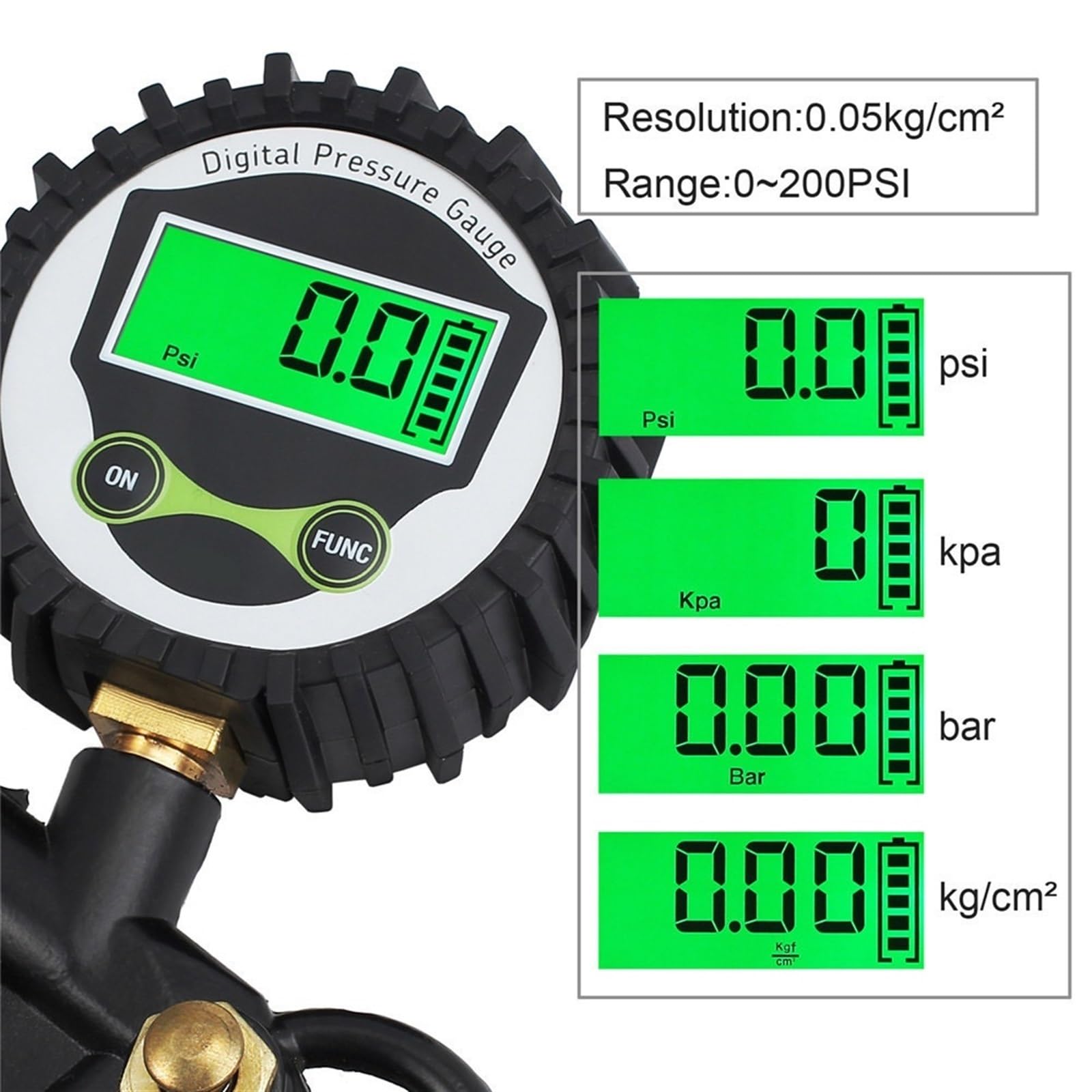 Manometro Presion Neumaticos Inflador de presión de aire for neumáticos de coche, indicador de pantalla, retroiluminación Digital, probador de vehículos, manómetro de control de inflación Medidor Pres