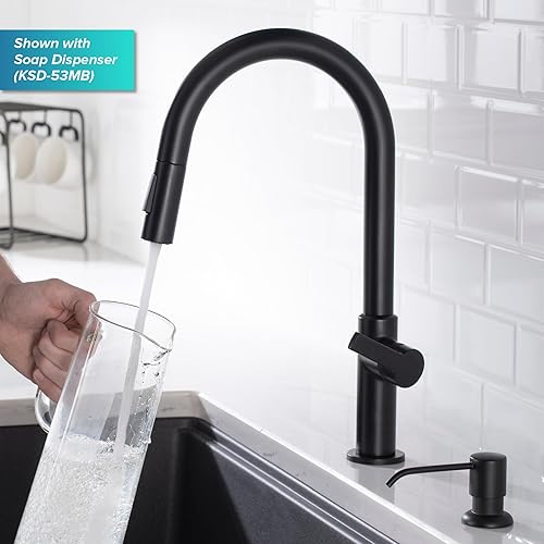 Miniatura 10 de Kraus KPF-2820MB OLETTO SOLA MANEJO DE COCINA DE COCINA DOWN DOWING, 17 PULGADA, NEGRO MATE Mate negro,Negro / acero inoxidable negro sin