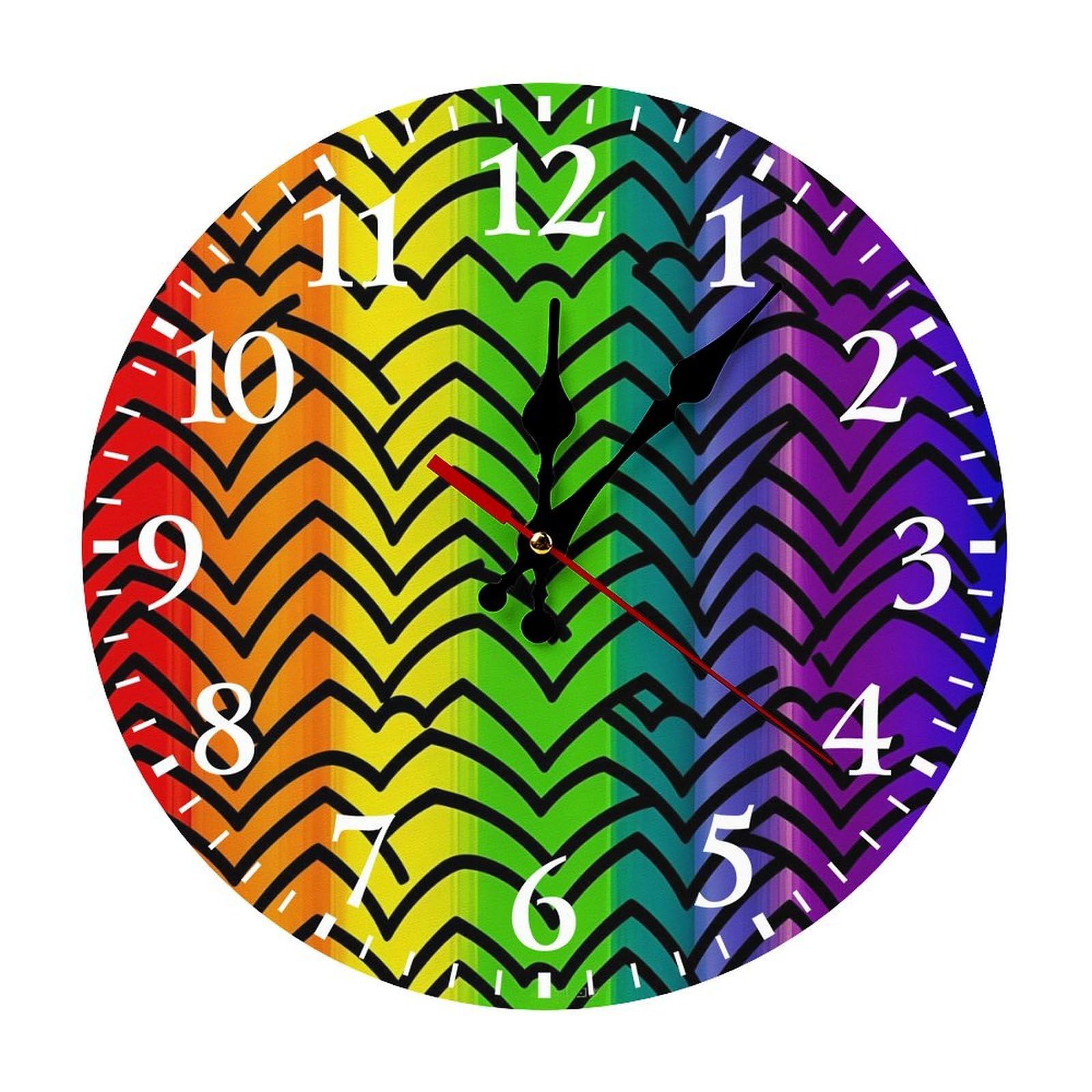 Horloge murale ronde multicolore tendance pour bureau et maison