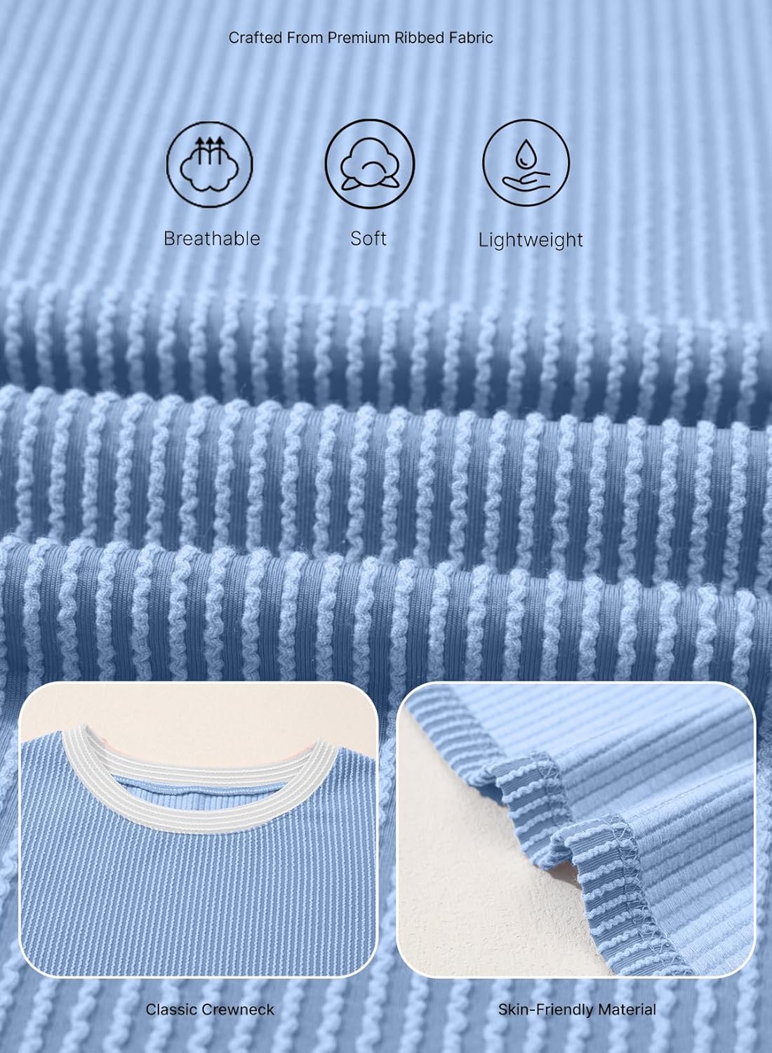 EVALESS Women's Short Sleeve T Shirts Ribbed Knit Crewneck Multicolour Block Tee Blouses Spring Tops 2026 Trendy - Image 6