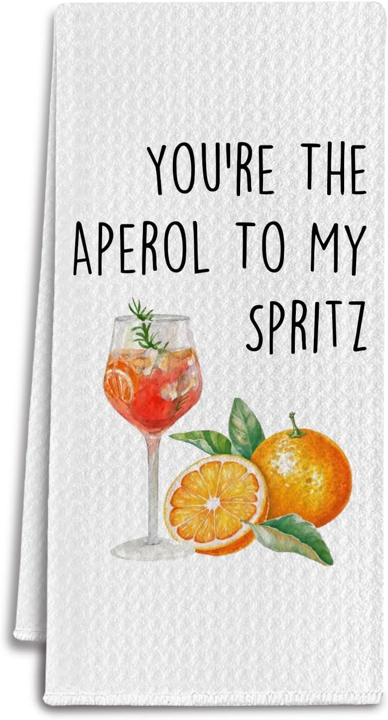 Aperol Spritz Cocktail Kitchen Towels, Aperol Spritz Gifts Dish Tea Towels for Kitchen Bar Cart Decor, Cocktail Lovers Gifts Decorative Hand Towel, 16x24 Inches
