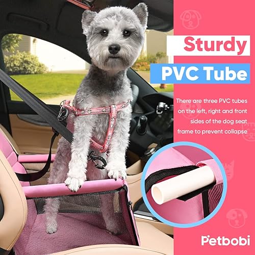 Miniatura 3 de Petbobi Silla elevada de automóvil para perro o gato portátil estable y transpirable con cinturón de seguridad para viaje viene con bolsa para su