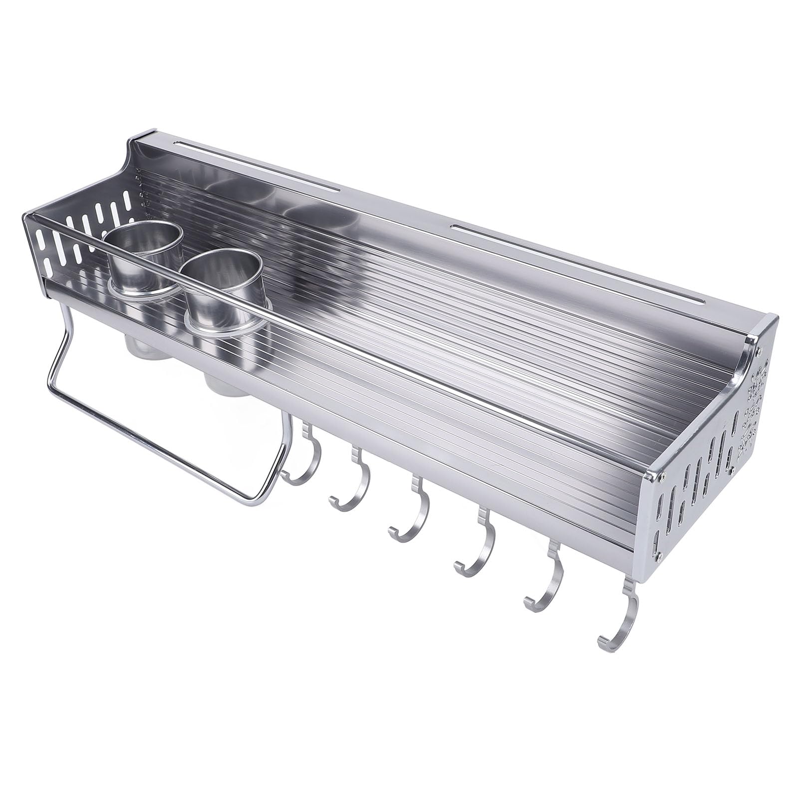 Wall Mount Utensil Rack Stainless Steel Space Saving Wall Utensil Organizer Rack with Chopstick Holder Rag Rack for Kitchen Utensils Storage and Organization