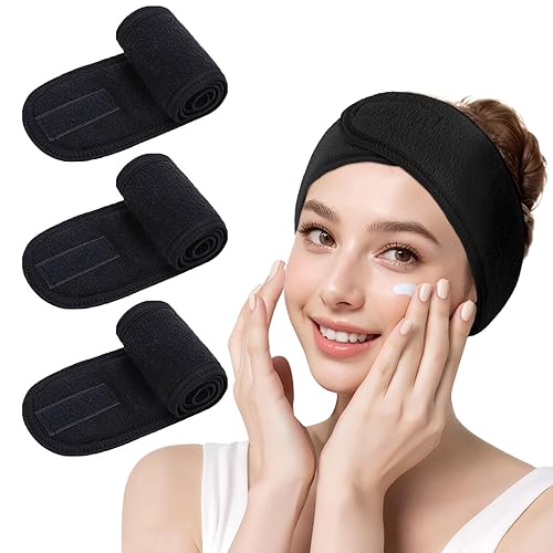 LADES Diadema facial de spa para mujer, tela de rizo suave con gancho y bucle ajustables, ajuste cómodo y seguro para cuidado de la piel,
