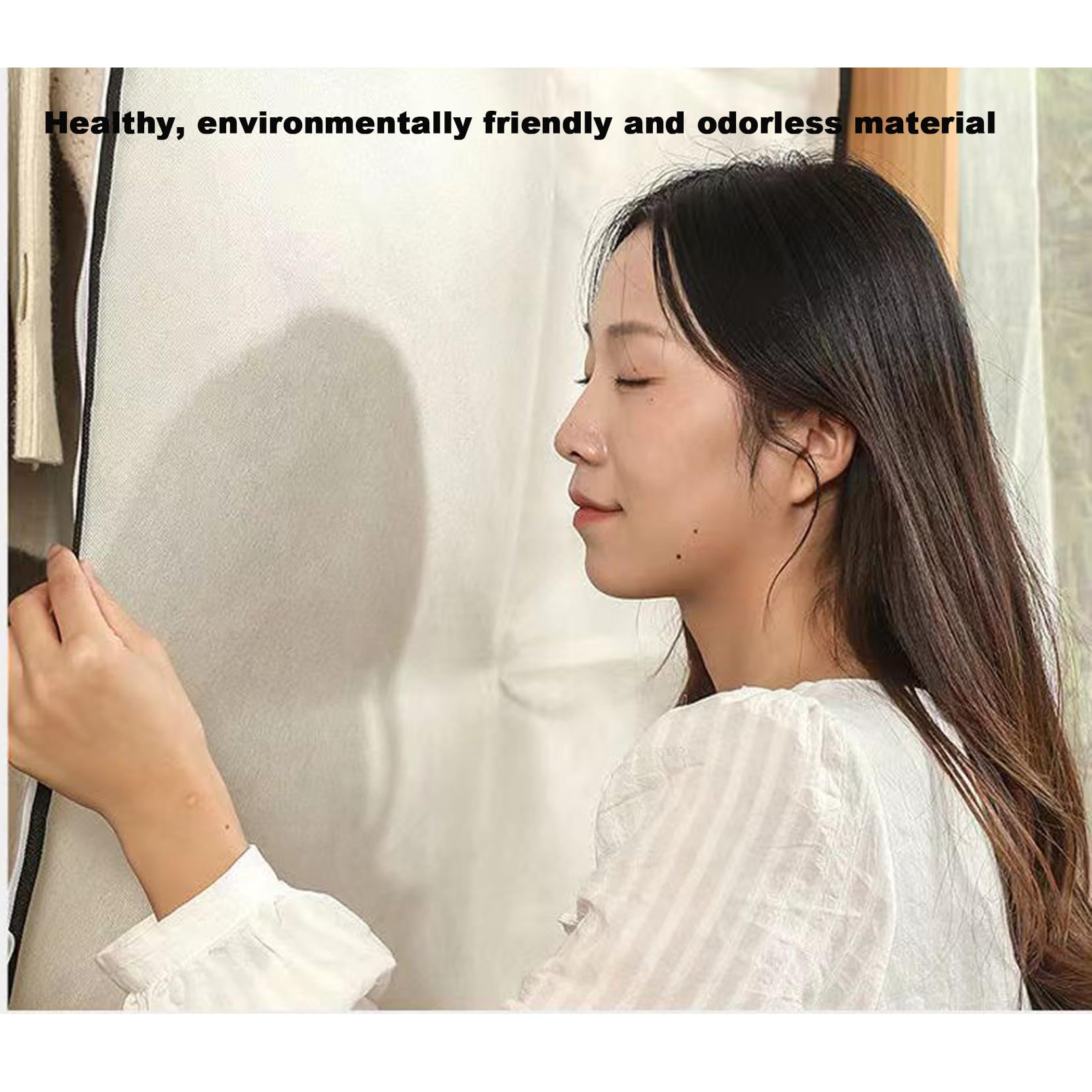 Funda Transpirable para Perchero, 120 x 50 x 120 cm, Resistente al Polvo, con Cremallera y Ventana Transparente, Ideal para Colgar Vestidos, Abrigos y Trajes.