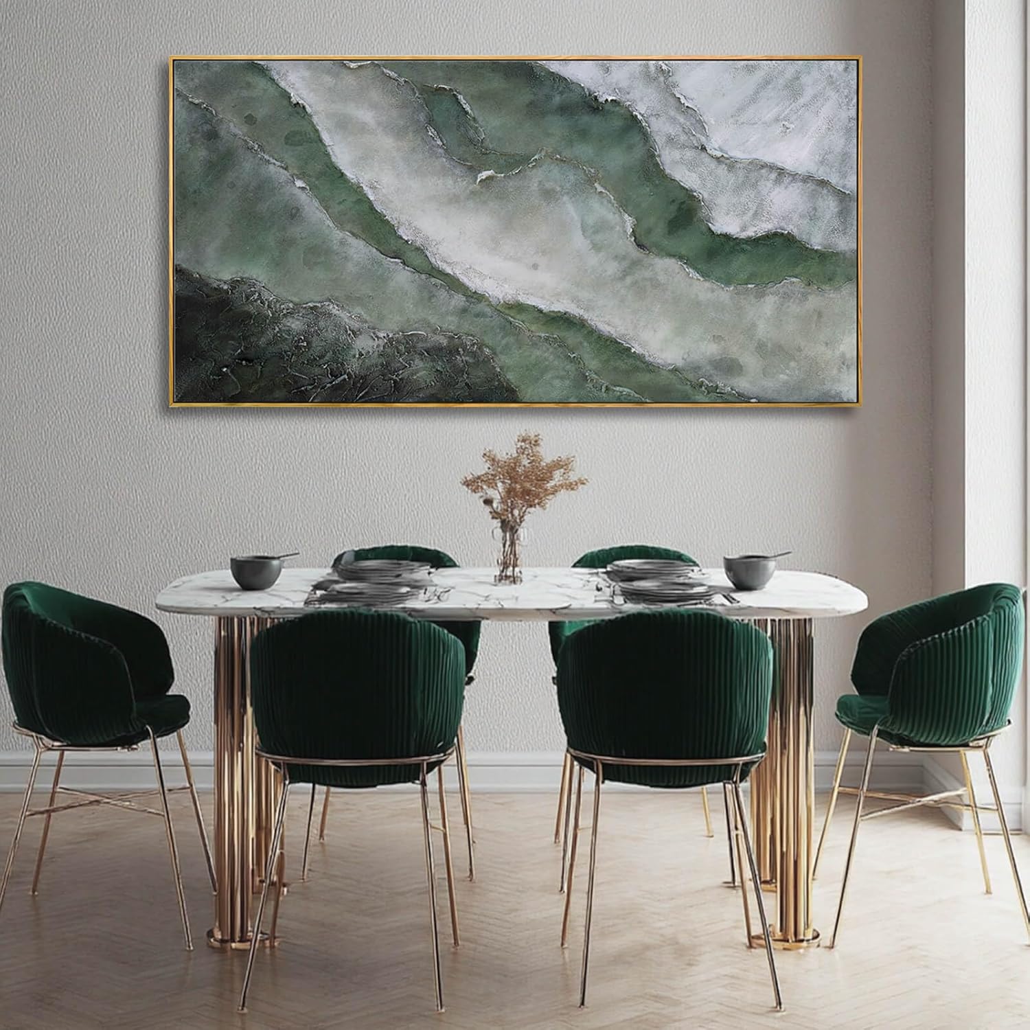 Green and White Abstract Wall Art Large view 4