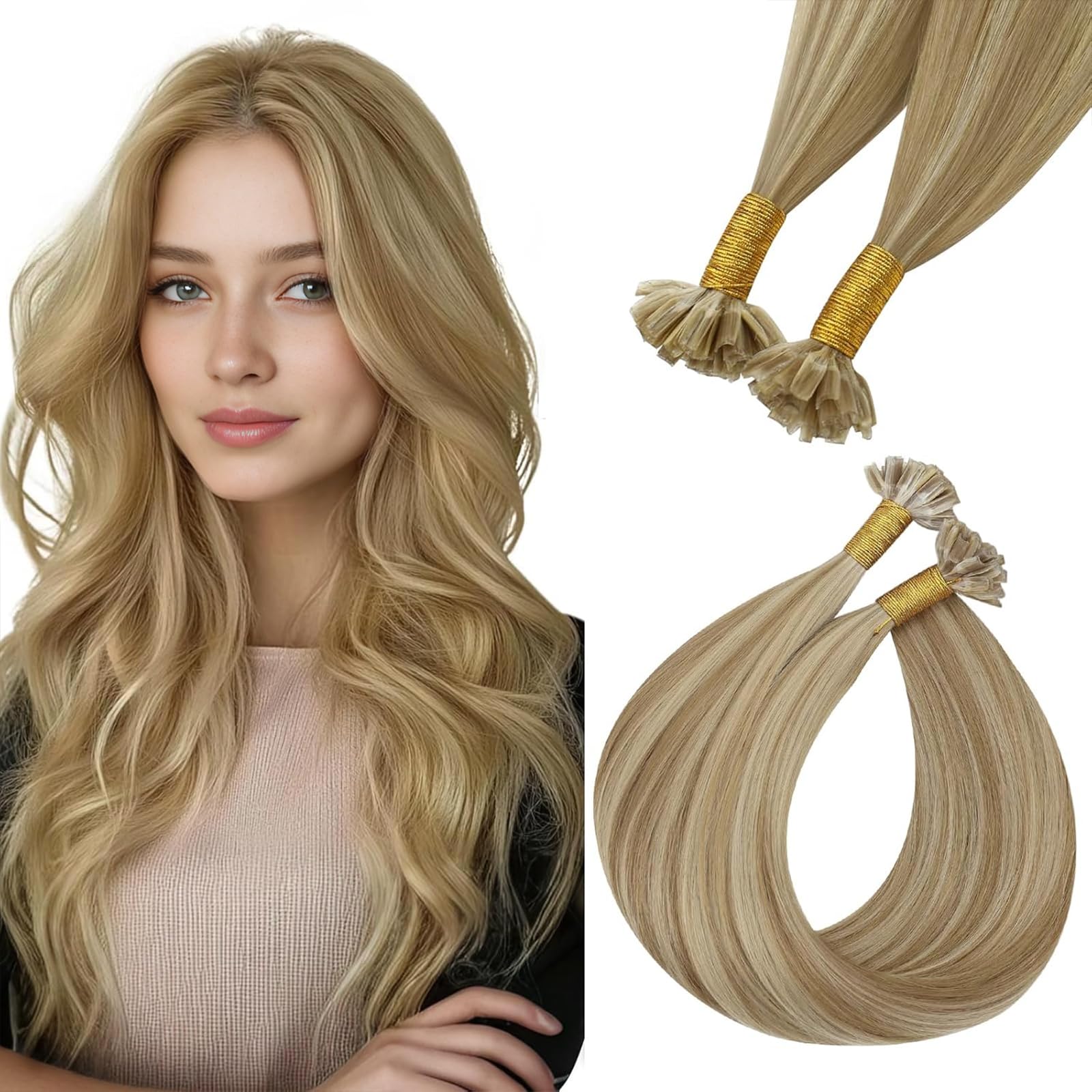 Easyouth U Tip Hair Extensions Brown Keratin Tip Hair Extensions Real Human Hair Darkest Brown Keratin Hair Extension Human Hair with Natural Texture 18Inch 50G 1G/S — view 45