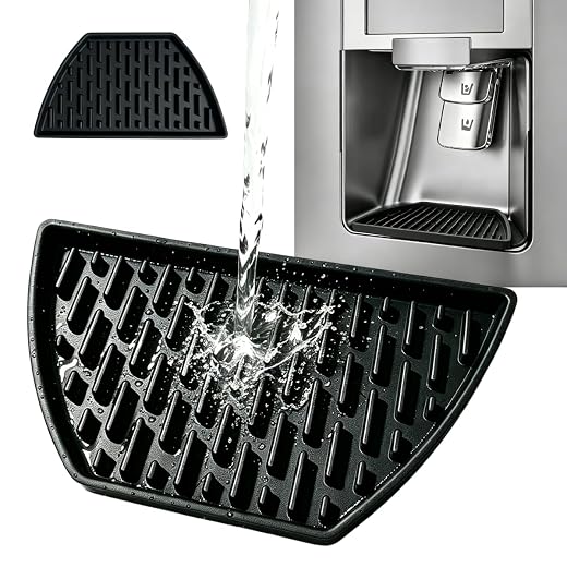Refrigerator Drip Catcher, Refrigerator Drip Tray For Water Tray,Fridge Water Dispenser Drip Tray Prevents Water Splashes,Non-slip Silicone Dispenser Drip Collector for Kenmore/Whirlpool/Amana Black
