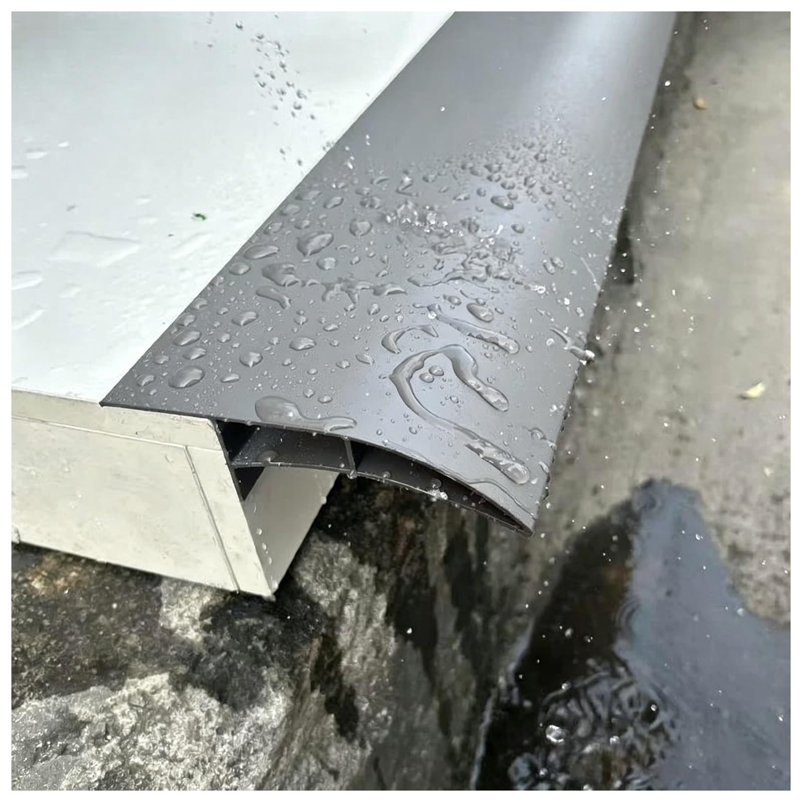 LXLZYXSF 4-5/16" Extra Wide Aluminum Alloy Roof Drip Edge Flashing, Cuttable Rain Diverter Window Ledge Trim Strip for Balcony Terrace Yard Walls(Gray,L 155cm/5.1ft)