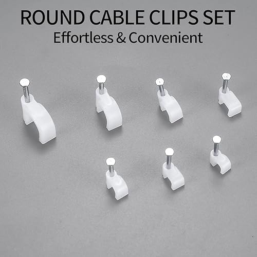 Miniatura 4 de 700 clips de cable con clavos de acero, clips de gestión de cables de cable, cable Ethernet blancocable coaxialsoporte de cable de cable, clips de