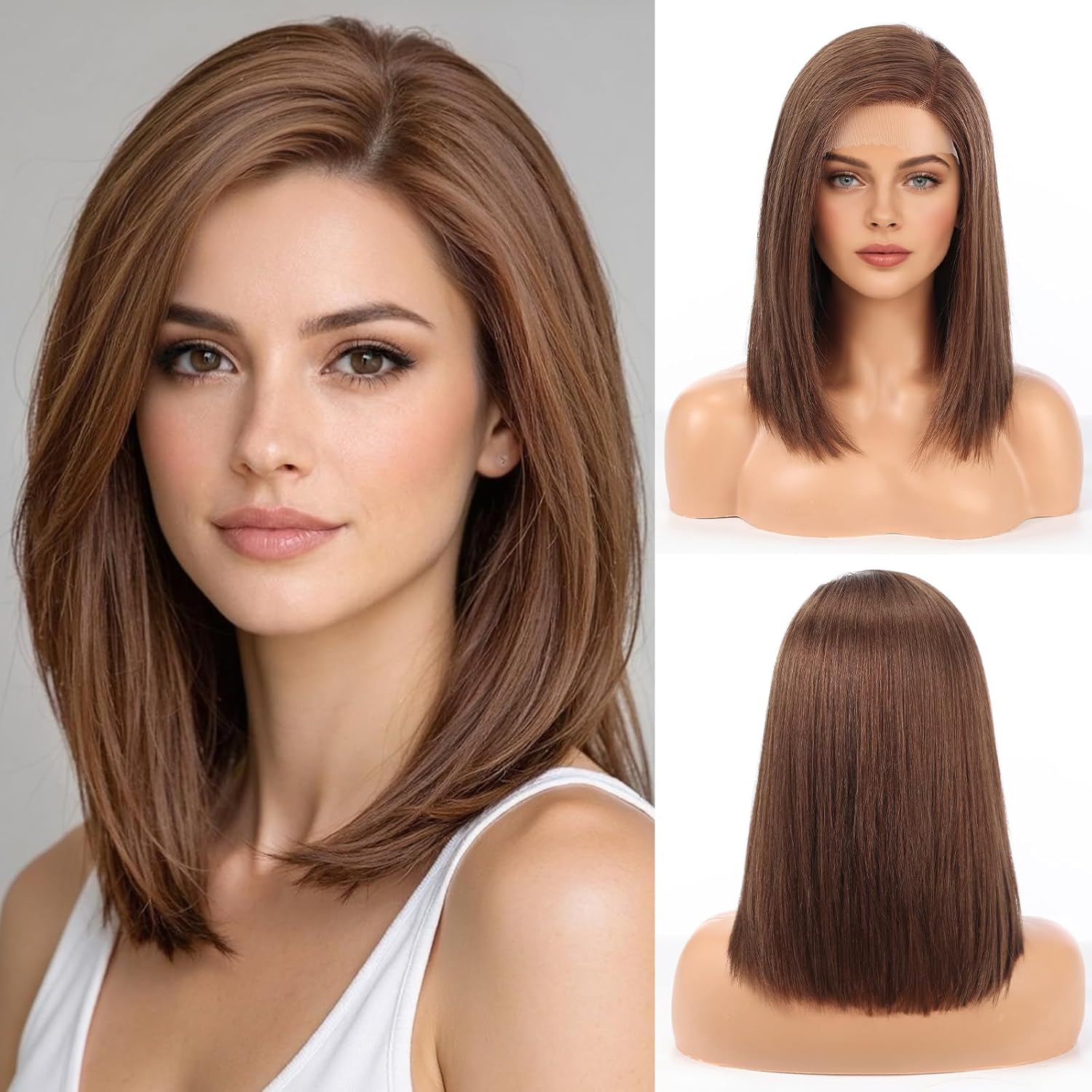 Ombre Mixed Blonde Wig Human Hair Pre Plucked Straight Short Bob Wigs 5x6 UHD Lace Front Wigs Remy Real Human Hair for Women 14Inch