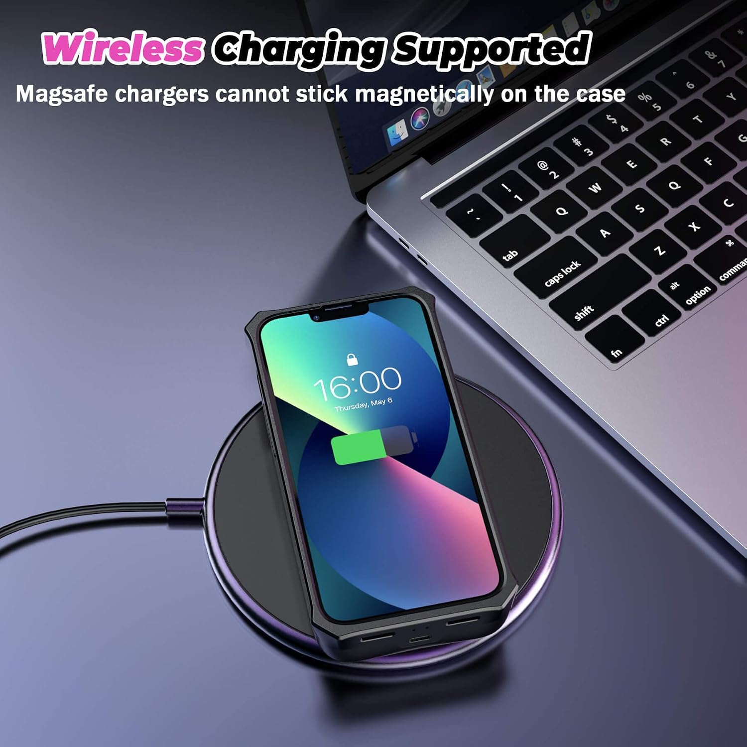 ZEROLEMON iPhone 13 & iPhone 13 Pro Battery Case 8000mAh, Wireless Charging Supported, RuggedJuicer Portable Extended Battery Charger Cover with Soft TPU Case for iPhone 13/13 Pro 2021 - Black
