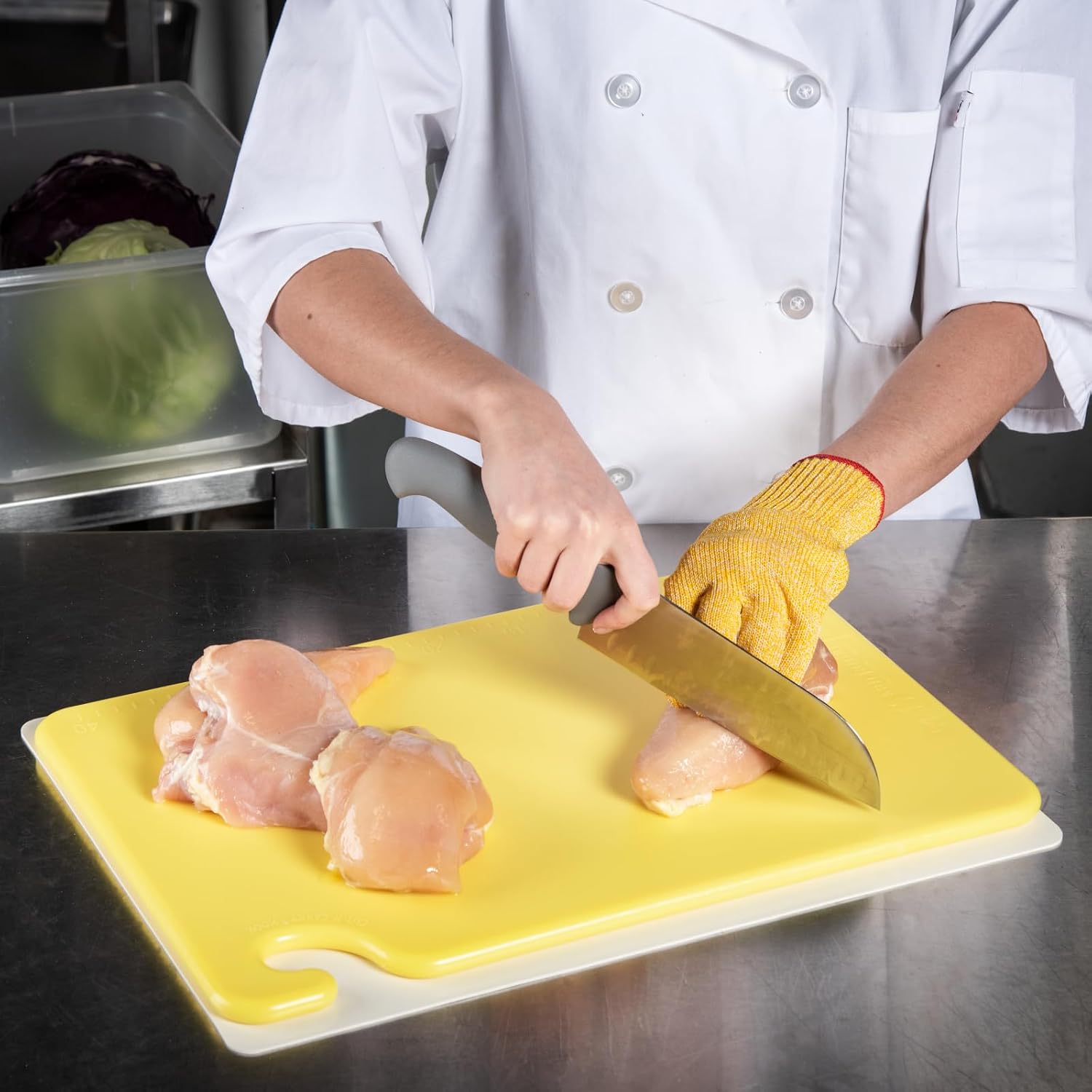 San Jamar CB121812YL CB121812 Cut-N-Carry Co-Polymer Cutting Board, 18" Length x 12" Width x 1/2" Thick, Yellow