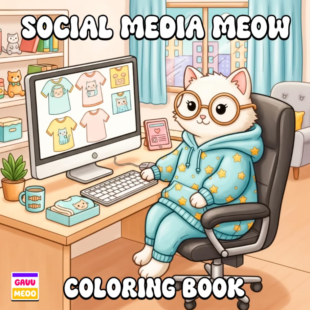 Social Media Meow Coloring Book: Cute Digital Cats, Viral Kitty Expressions, and Stylish Animal Illustrations