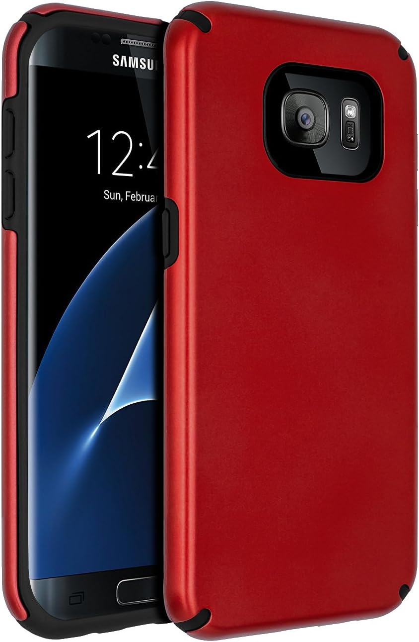 Samsung Galaxy S7 Edge Case - Slim-fit Shockproof Protective Cover, Anti-Scratch & Anti-Fingerprint, Red