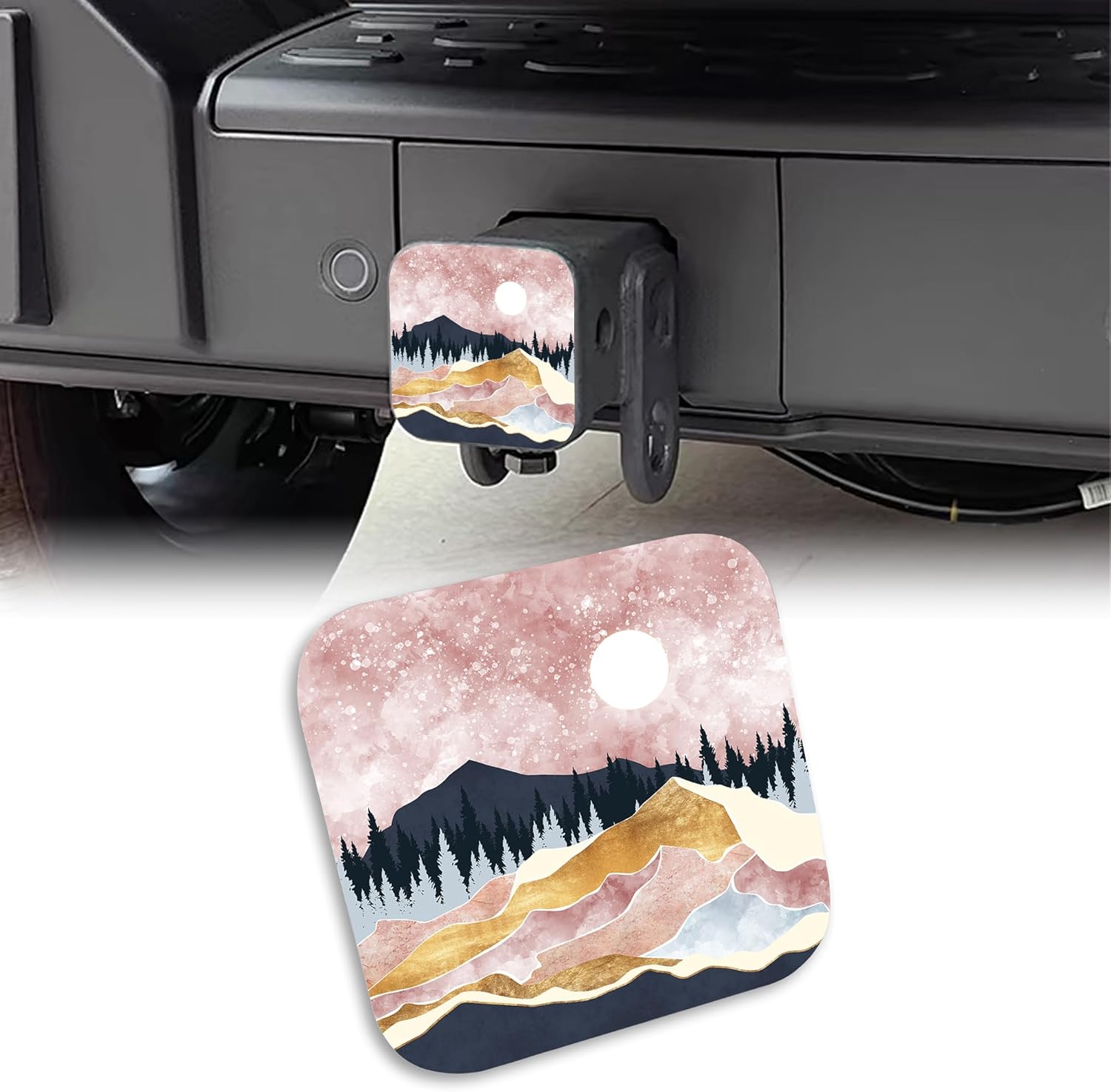 UUCBTAH Trailer Hitch Cover Abstract Mountain Forest Sunset