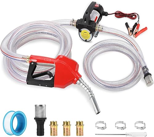 Kit de bomba de transferencia de combustible diesel, kit de bomba de transferencia autocebante eléctrica de 12 V con boquilla de aluminio y manguera