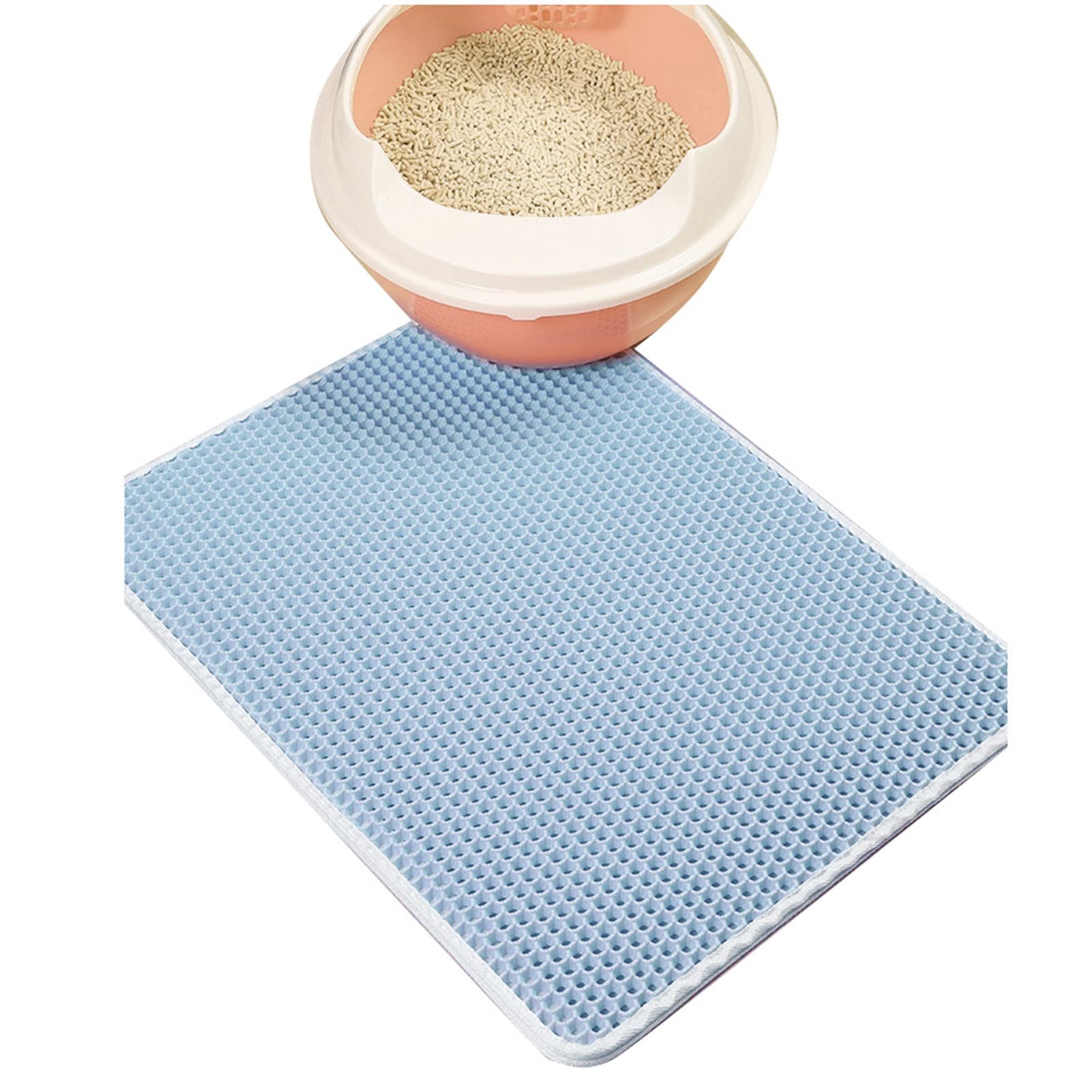 Naroote Tapis de Litière pour Chat, Construction à Double Couche, Facile à Utiliser pour Les Propriétaires de Chats, Tapis Imperméable (Bleu bébé)