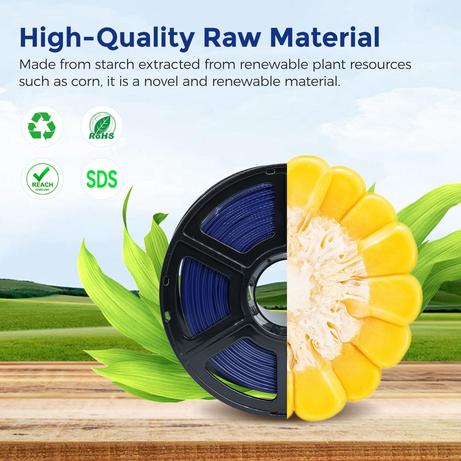 Flashforge Filamento per stampante 3D 1,75 mm, filamento per stampante 3D 1 kg di precisione dimensionale +/- 0,02 mm, rispettoso dell'ambiente, nessun fumo e nessun odore (blu, PLA flessibile)