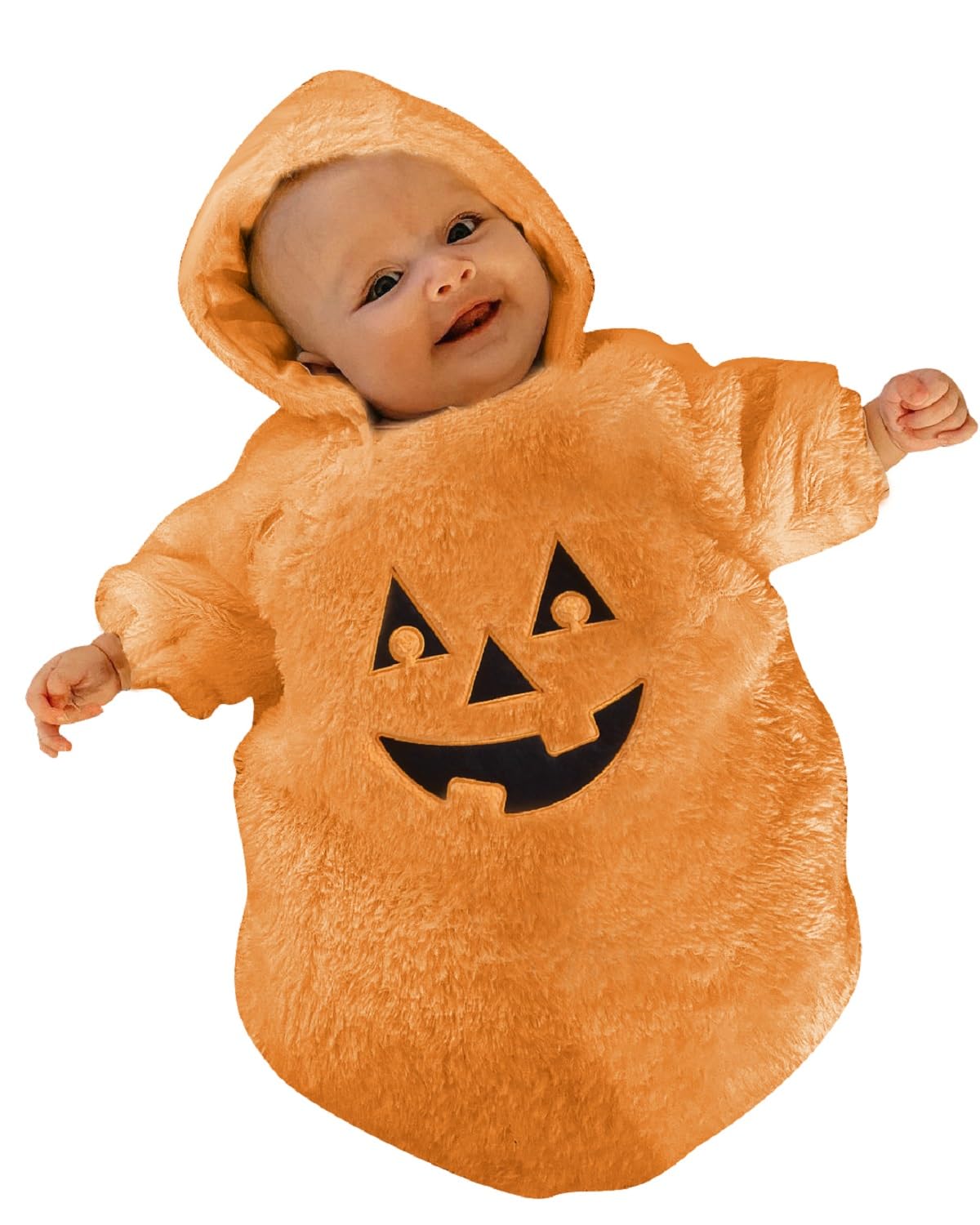 Infant Baby Girl Boy Halloween Outfits Long Sleeve Jumpsuit Pumpkin Romper One Piece Hoodie Bodysuit (Orange, 3-6 Months)