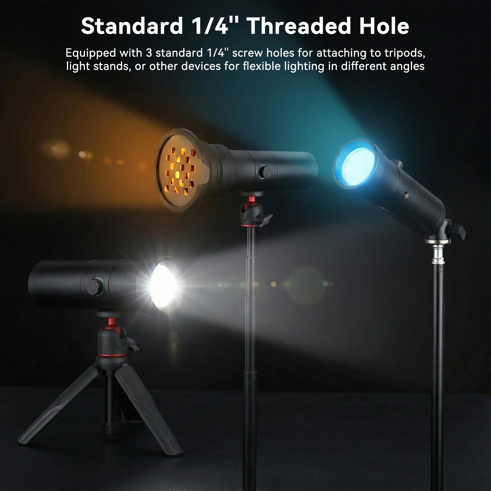 UTEBIT 12W Lumiere Tourche Photo 4 Filtres Couleur 7500mAh avec 20 GOBO Filtres Eclairage d'Ambiance en Alum et Diffuseur CRI95+ Portable Torche Photo pour Les Natures mortes, Les Courtes vidéos