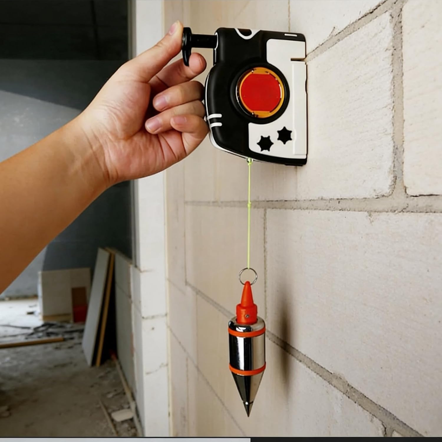 Plumb Bob With String, Auto Retractable Reel, For Vertical Alignment, 10.7 Oz Plumb Weight