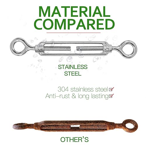 Miniatura 200 de Tensor de ojo y ojo M6, tensor de acero inoxidable 304 resistente tensión de cuerda de alambre 5 PC