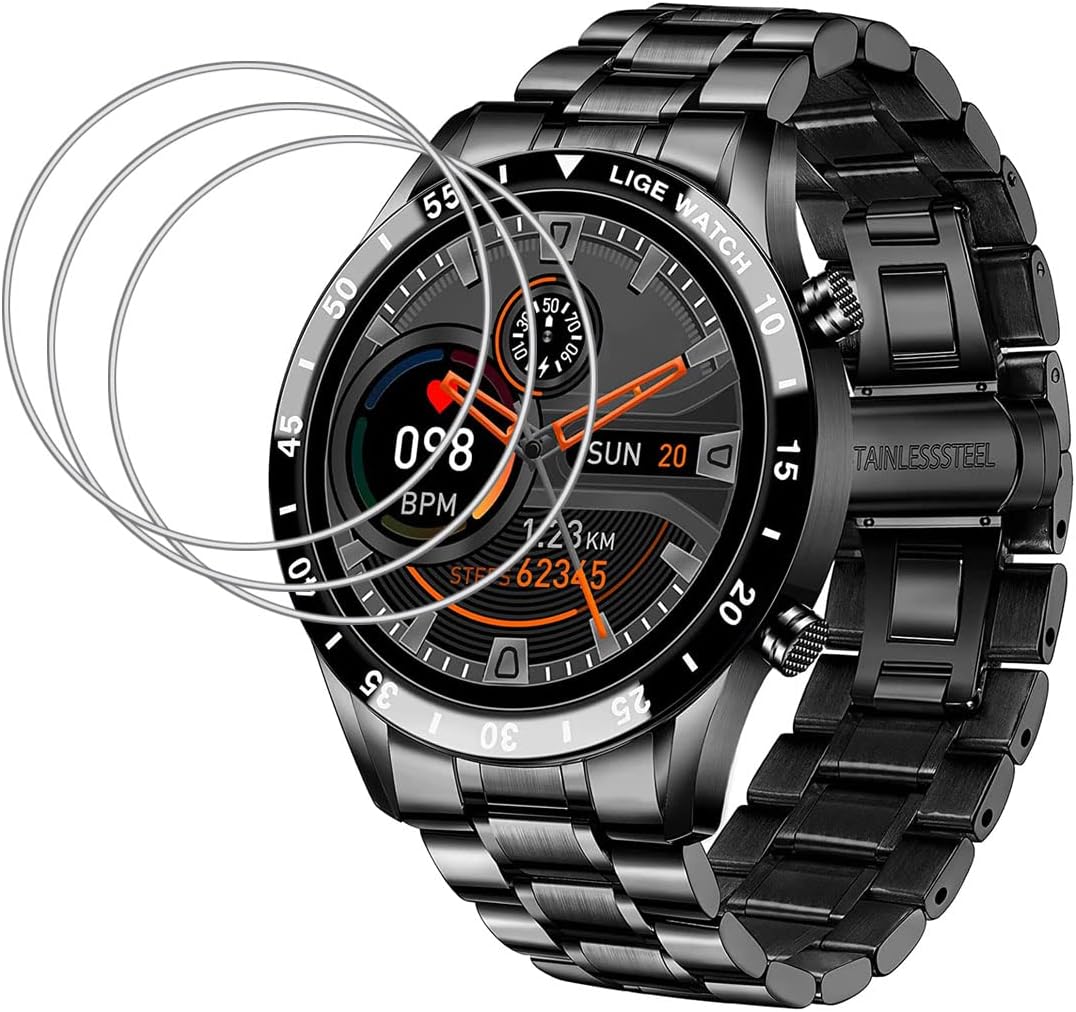 [3-Pack] for LIGE i12 1.3 inch Smart watch smartwatch Tempered Glass Screen Protector, 9H Hardness Case Friendly Anti Scratch Anti-Bubble HD Clear Glass Flim For LIGE i12 1.3 inch Smartwatch