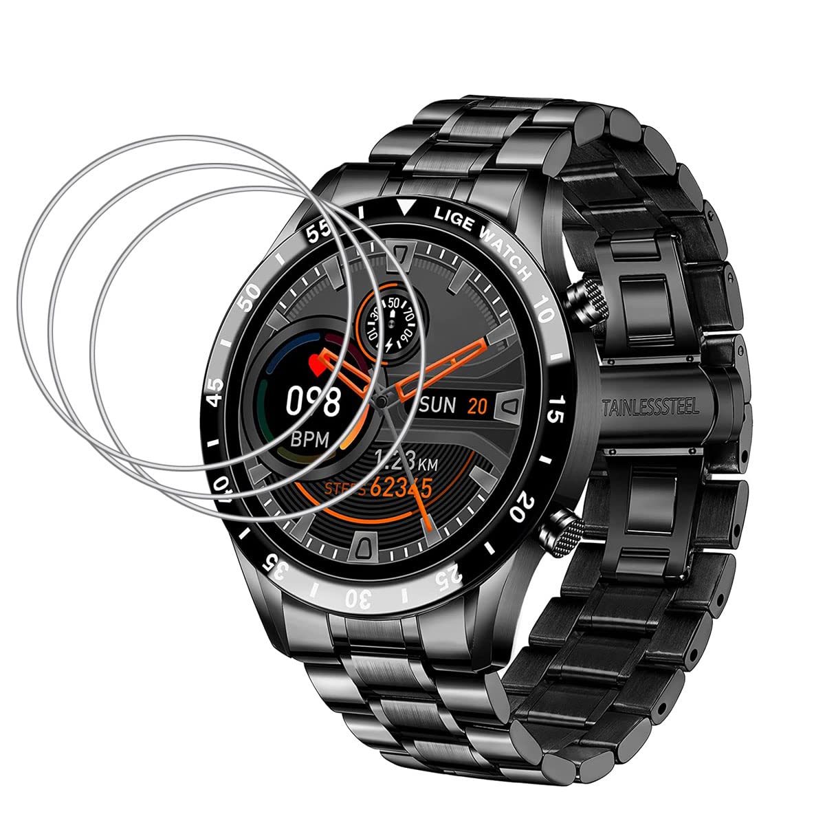 [3-Pack] for LIGE i12 1.3 inch Smart watch smartwatch Tempered Glass Screen Protector, 9H Hardness Case Friendly Anti Scratch Anti-Bubble HD Clear Glass Flim For LIGE i12 1.3 inch Smartwatch