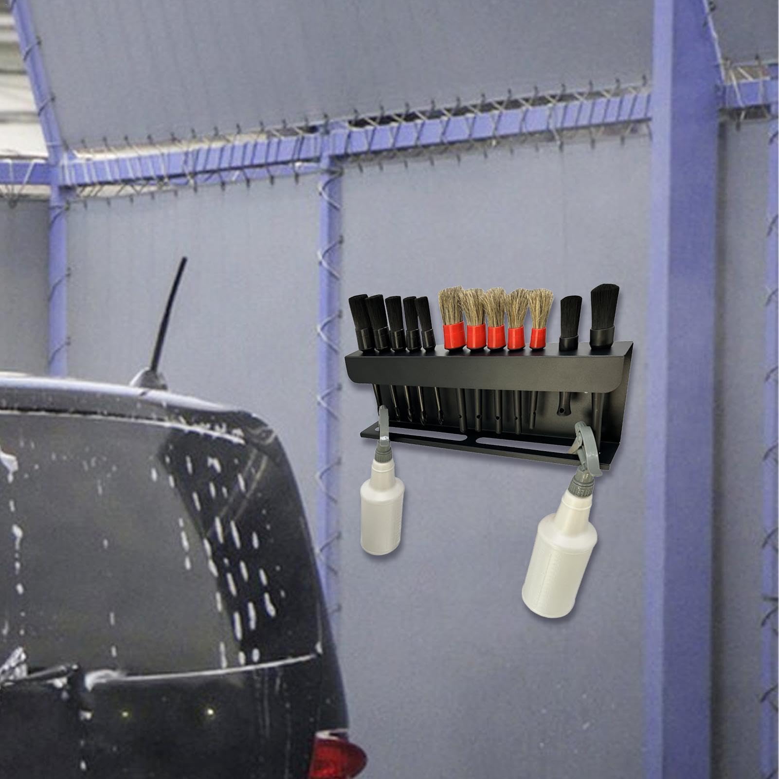 Organizador de brochas de escritorio, soporte para brochas de maquillaje, soporte de múltiples compartimentos para almacenar y organizar cepillos, manteniéndolos verticales y de fácil acceso ( )