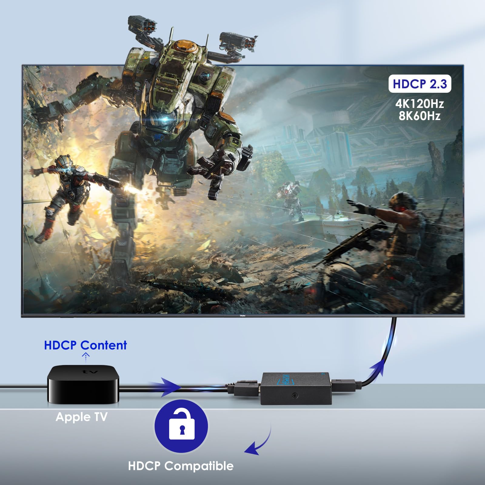 Splitter HDMI 1 ingresso 2 uscite 60Hz - HDCP 2.3, HDR, Dolby /DTS5.1/7.1 - Compatibile con Firestick 4k Max, PS3/PS5 ed Elgato HD60s/x/Pro, Apple TV 4K, Roku Stick (8K HDMI Splitter 1in 2out)