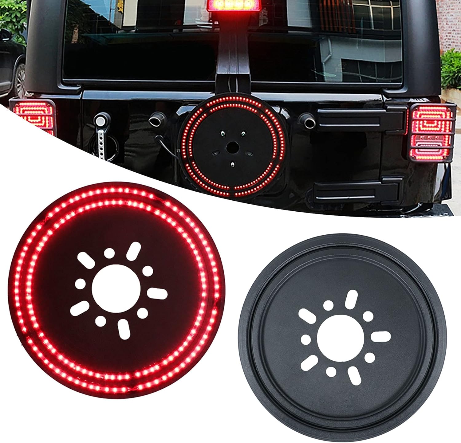 Tresound Spare Tire Brake Light Wheel Light 3rd Third Brake Light for Jeep Wrangler 1990-2021 JK JL YJ TJ, Double Red light