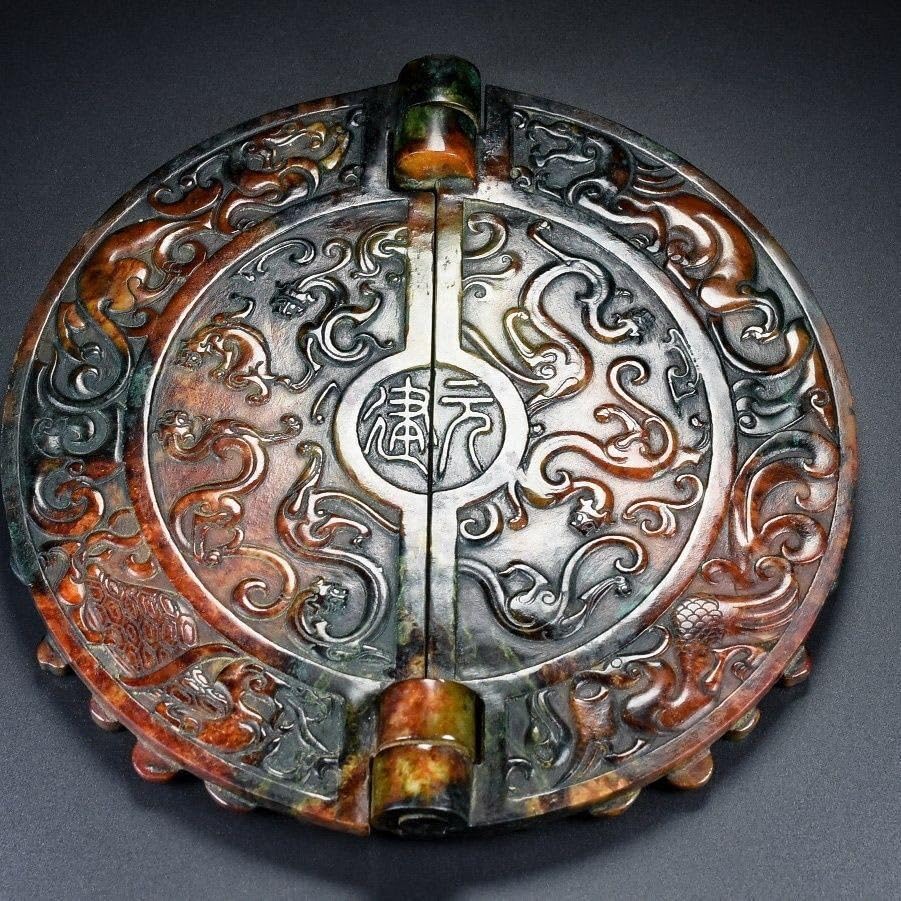 Amazon.co.jp: 伝世蔵品中国 唐物 旧蔵 古和田玉彫刻 群龍遊玉玉幣 古