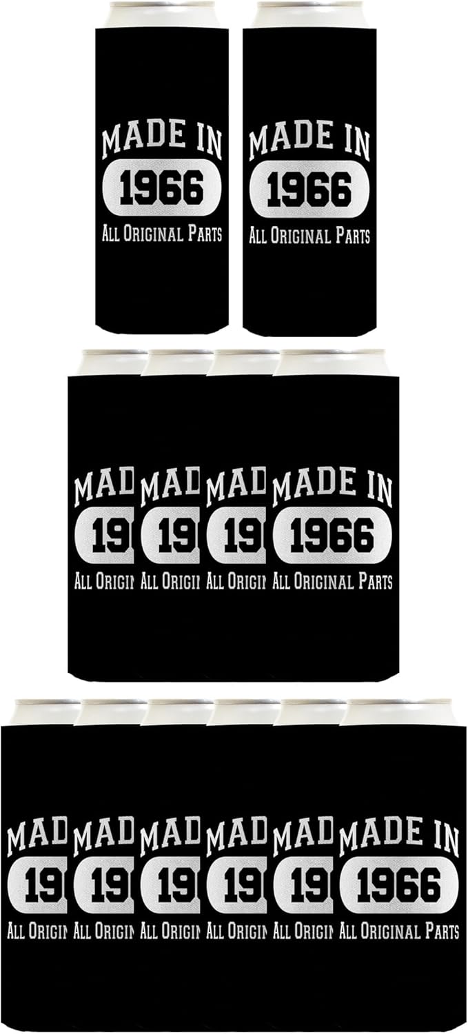 60th Birthday Party Adult Favors Made In 1966 Original Parts 12-Pack Ultra Slim Can Thermocoolers