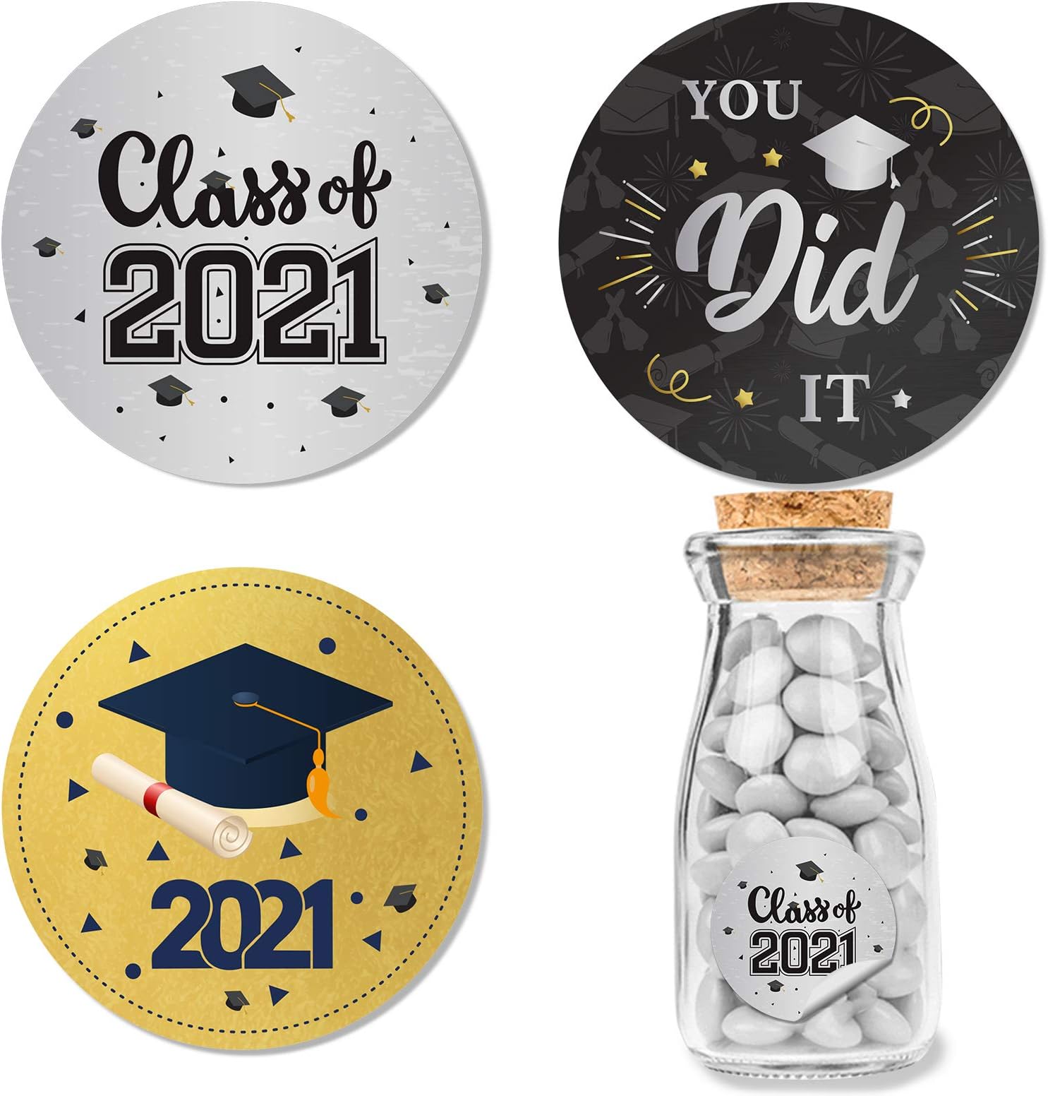 144pcs Class of 2021 -2022 Graduation Favors Sticker Labels - Congrats Grad Party 1.4in Round Thank You Stickers - Envelope Seals Candy Stickers Graduation Party Favors