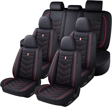 Car Seat Cover 7 Seats for KIA Carnival 2022-2026, Waterproof Durable Premium Leather Car Seat Protector, Comfortable Anti-Slip Stylish Sport Seat Cover7 Seats Standard,Black Red